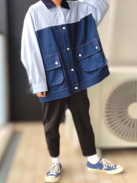 「elephant TRIBAL fabrics（エレファントトライバルファブリックス）のアイテム（その他アウター）」を使った、むっくさん（メンズ・163cm）の秋コーディネート