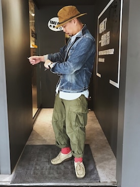 「BLUE WAY（ブルーウェイ）のアイテム（デニムジャケット）」を使った、Sauce さん（メンズ・172cm）の春コーディネート