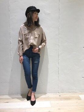 「LEPSIM（レプシィム）のアイテム（キャスケット）」を使った、kaoさん（レディース・153cm）の春コーディネート