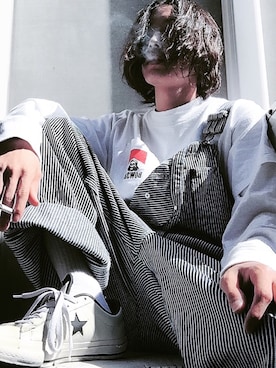 「CONVERSE（コンバース）のCONVERSE コンバース ONE STAR(A) 32340280 OX *WHITE/BLACK （スニーカー）」を使った、みつきさん（メンズ・165cm）の秋コーディネート