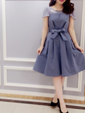 「アイテム（ドレス、グレー系）」を使った、sayakaさん（レディース・157cm）の春コーディネート