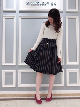 「WILLSELECTION（ウィルセレクション）のランダムハイネックニット（ニット/セーター）」を使った、sayakaさん（レディース・157cm）の秋コーディネート