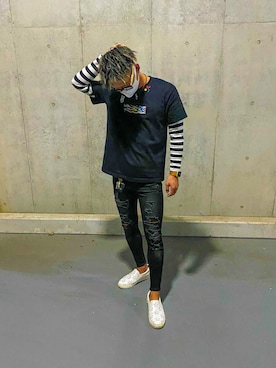 「SVEC（シュベック）のアイテム（スリッポン）」を使った、shuさん（メンズ・175cm）の冬コーディネート