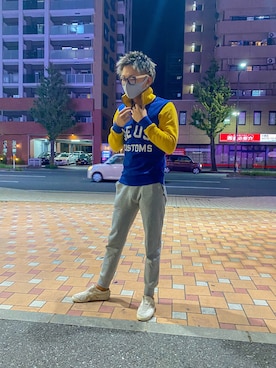 「Onitsuka Tiger（オニツカタイガー）のアイテム（スリッポン）」を使った、shuさん（メンズ・175cm）の冬コーディネート