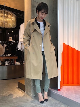 「ディーゼル」｜「アイテム（トレンチコート）」を使った、ingmさん（レディース・159cm）の春コーディネート
