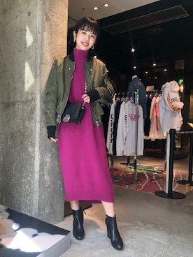 「ディーゼル」｜「アイテム（その他アウター）」を使った、ingmさん（レディース・158cm）の秋コーディネート