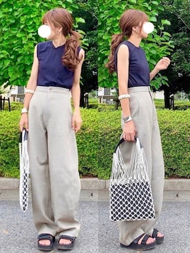 「petitcro（プティクロ）のpetitcro  ワイドバングル PCKB1901001（バングル/リストバンド）」を使った、YOSSYさん（レディース・165cm）の夏コーディネート