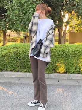 「シャギー」｜「アイテム（ミリタリージャケット）」を使った、YOSSYさん（レディース・165cm）の秋コーディネート