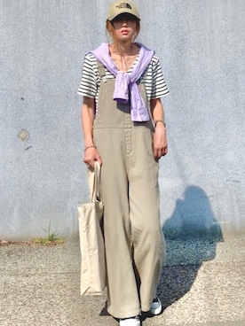 「reca（レカ）のアイテム（オールインワン・サロペット）」を使った、YOSSYさん（レディース・165cm）の春コーディネート