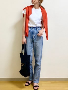 「クルーネック」｜「アイテム（その他シューズ）」を使った、YOSSYさん（レディース・165cm）の夏コーディネート