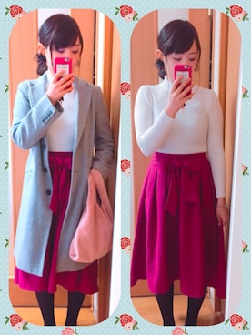「ネットで購入のアイテム（ニット/セーター、ホワイト系）」を使った、みやさん（レディース・159cm）の秋コーディネート