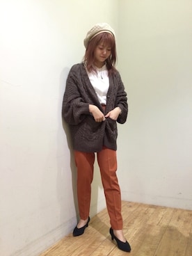 「お仕事スタイル」｜「アイテム（ハンチング/ベレー帽）」を使った、chn2さん（レディース・154cm）の秋コーディネート