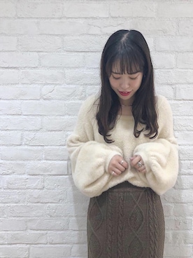 「mystic（ミスティック）のケーブルロングスカート（スカート）」を使った、nanaさん（レディース・162cm）の秋コーディネート
