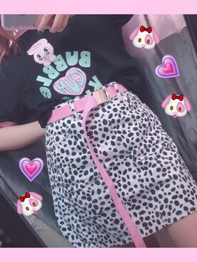 「WEGO（ウィゴー）のアイテム（Tシャツ/カットソー、ブラック系）」を使った、kuromi味さん（レディース）の夏コーディネート