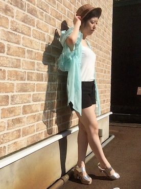 「CECIL McBEE（セシルマクビー）のアイテム（ハット）」を使った、ゆこねぇさん（レディース・151cm）の夏コーディネート