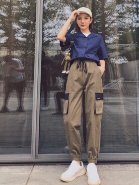 「アイテム（チノパンツ）」を使った、Mastukoweさん（レディース・162cm・20代）の夏コーディネート