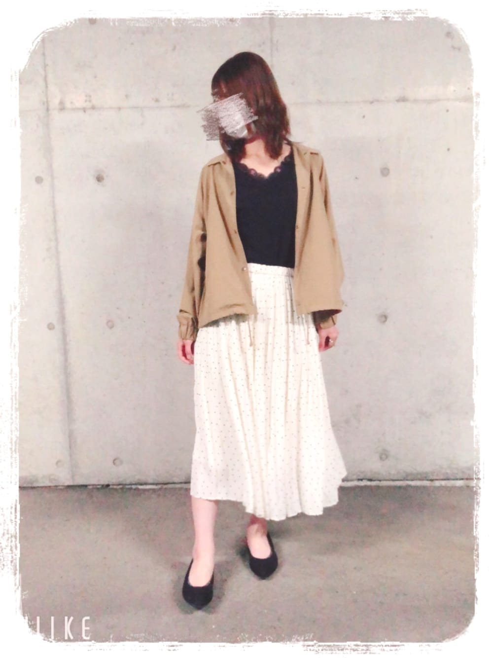 「きれいめカジュアル、プチプラコーデ、ootd、UNIQLO、スカート、ローリーズファーム(LOWRYS FARM)、グローバルワーク(GLOBAL WORK)、エヘカソポ、おうちファッション」｜「ehka sopoのコーチジャケット（ジャケット/アウター、ベージュ系）」を使った、ayanaさん（レディース・162cm）の春コーディネートの1枚目の写真