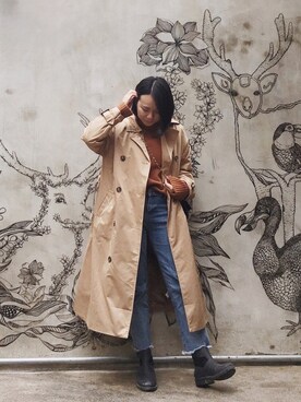 「MEIER.Q（マイヤーキュー）のアイテム（トレンチコート）」を使った、TZUさん（レディース・156cm）の春コーディネート