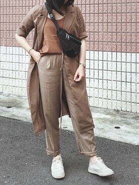 「MEIER.Q（マイヤーキュー）のアイテム（テーラードジャケット）」を使った、TZUさん（レディース・156cm）の春コーディネート
