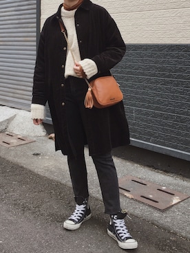 「PULL&BEAR（プルアンドベア）のアイテム（バッグ）」を使った、TZUさん（レディース・156cm）の冬コーディネート