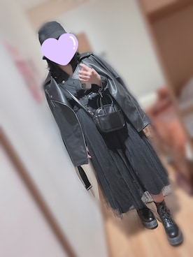 「アイテム（ライダースジャケット）」を使った、ゆさん（レディース・159cm・10代）の春コーディネート