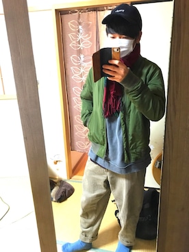 「クリスマス」｜「アイテム（MA-1）」を使った、わたるさん（メンズ・165cm）の冬コーディネート