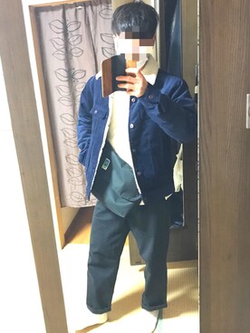 「LAKOLE（ラコレ）のアイテム（チノパンツ）」を使った、わたるさん（メンズ・165cm）の冬コーディネート