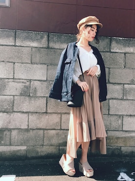 「SASA（ササ）のアイテム」を使った、Rina Chishimaさん（レディース・157cm）の春コーディネート