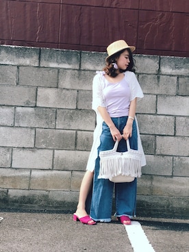 「Futier land（フューティアランド）のアイテム（その他アウター）」を使った、Rina Chishimaさん（レディース・157cm）の夏コーディネート