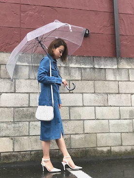 「EMODA（エモダ）のアイテム（シャツワンピース）」を使った、Rina Chishimaさん（レディース・157cm）の夏コーディネート