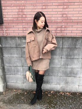 「DEEP（ディープ）のアイテム」を使った、Rina Chishimaさん（レディース・157cm）の秋コーディネート