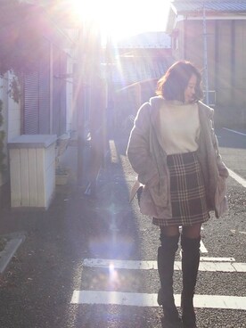 「DEEP（ディープ）のアイテム」を使った、Rina Chishimaさん（レディース・157cm）の秋コーディネート