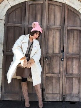 「DEEP（ディープ）のアイテム」を使った、Rina Chishimaさん（レディース・157cm）の冬コーディネート