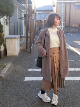 「Futier land（フューティアランド）のアイテム（その他アウター）」を使った、Rina Chishimaさん（レディース・157cm）の冬コーディネート