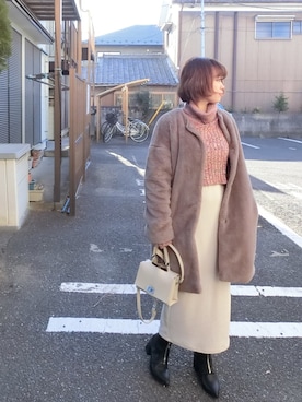 「Futier land（フューティアランド）のアイテム（その他アウター）」を使った、Rina Chishimaさん（レディース・157cm）の冬コーディネート