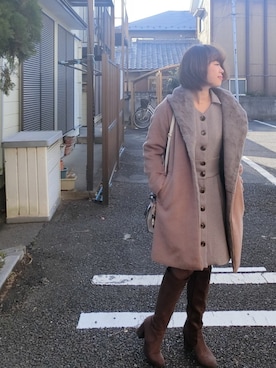 「Futier land（フューティアランド）のアイテム（その他アウター）」を使った、Rina Chishimaさん（レディース・157cm）の冬コーディネート