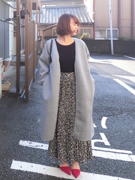 「Futier land（フューティアランド）のアイテム（ノーカラージャケット）」を使った、Rina Chishimaさん（レディース・157cm）の春コーディネート