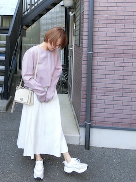 「H&M DIVIDED（エイチアンドエム　ディヴァイデッド）のアイテム（スウェット）」を使った、Rina Chishimaさん（レディース・157cm）の春コーディネート