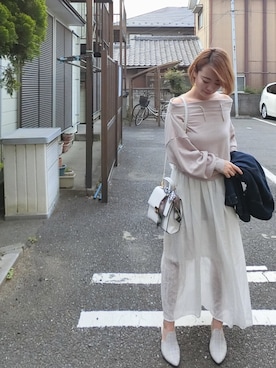 「MERCURYDUO（マーキュリーデュオ）のアイテム（パーカー）」を使った、Rina Chishimaさん（レディース・157cm）の春コーディネート