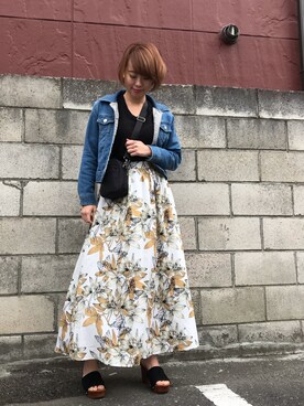 「dazzlin（ダズリン）のアイテム（デニムジャケット）」を使った、Rina Chishimaさん（レディース・157cm）の春コーディネート