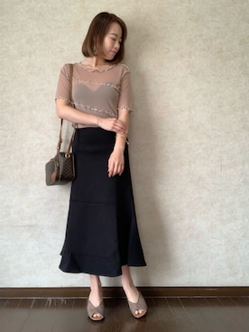 「メロートップス」｜「アイテム（サンダル）」を使った、Rina Chishimaさん（レディース・157cm）の夏コーディネート