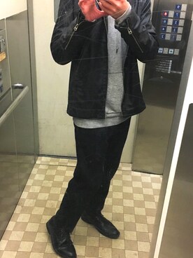 「SPINNS（スピンズ）のアイテム（ライダースジャケット）」を使った、ともまる✁✂✃✄さん（メンズ・165cm）の春コーディネート