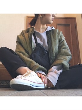 「キルティングコート」｜Mooさん（レディース・165cm）の冬コーディネート