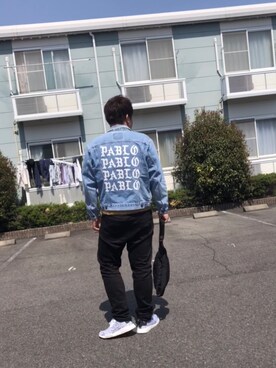 「SAAD（サード）のアイテム（アクセサリー）」を使った、班長さん（メンズ・187cm）の春コーディネート