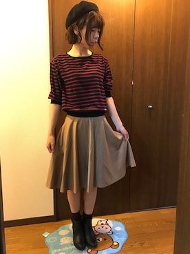 「ANNA SUI（アナスイ）のアイテム（帽子）」を使った、akiyo☆さん（レディース・160cm）の秋コーディネート