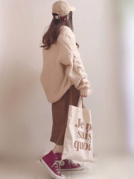 「CONVERSE（コンバース）のCONVERSEオールスター100カラーズ HI（スニーカー）」を使った、☆FAIRY☆さん（レディース・155cm）の冬コーディネート