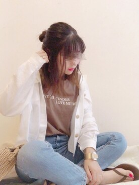 「シャツジャケット」｜「アイテム（ビーチサンダル）」を使った、☆FAIRY☆さん（レディース・155cm）の夏コーディネート