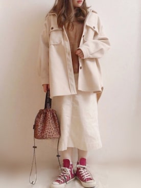 「CONVERSE（コンバース）のCONVERSEオールスター100カラーズ HI（スニーカー）」を使った、☆FAIRY☆さん（レディース・155cm）の秋コーディネート