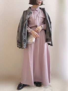 「ドッキングワンピ」｜「アイテム（ブルゾン）」を使った、☆FAIRY☆さん（レディース・155cm）の冬コーディネート