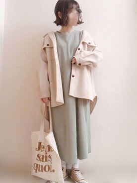 「ミントグリーン」｜「アイテム（カバーオール）」を使った、☆FAIRY☆さん（レディース・155cm）の春コーディネート